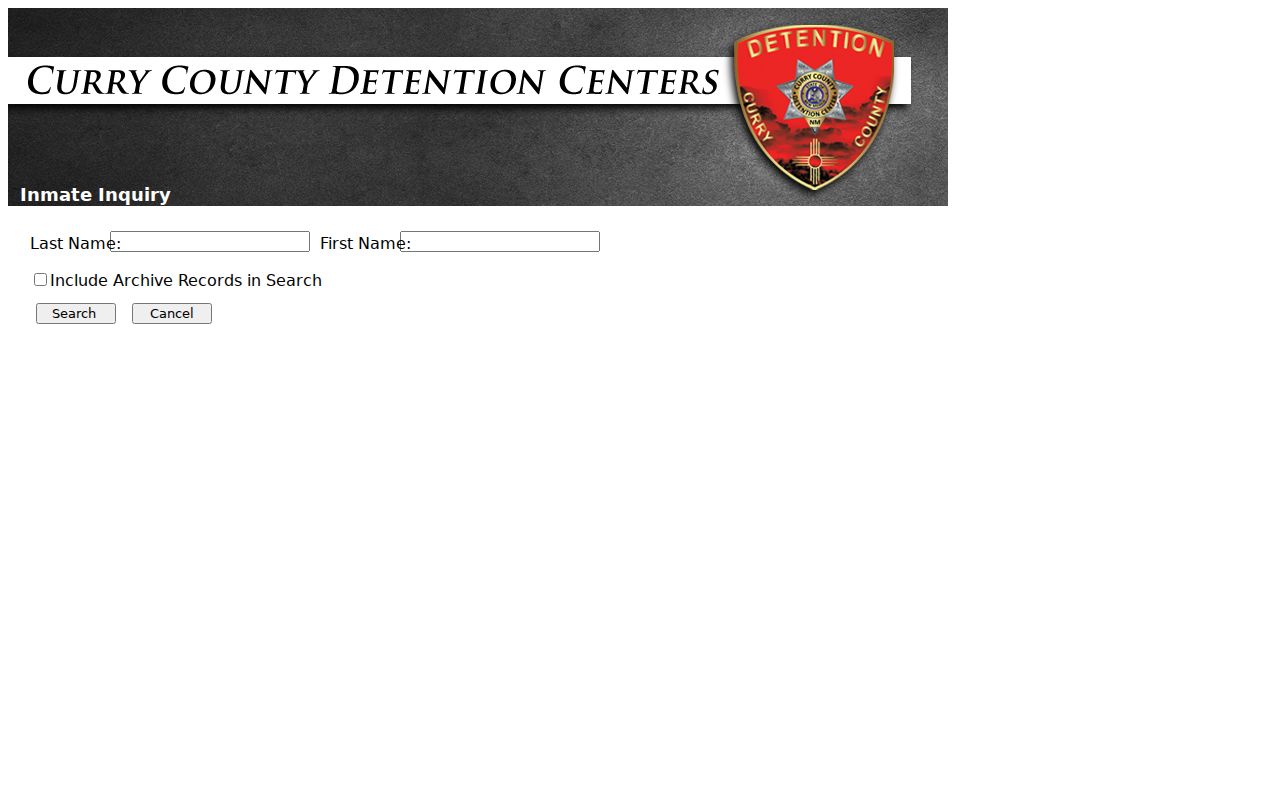 Curry County arrest and inmate inquiry interface
