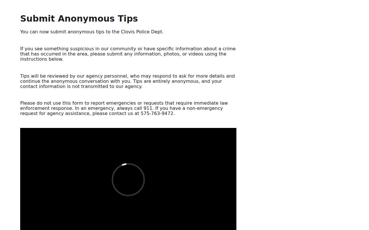Clovis criminal records context at the Clovis Police tip portal