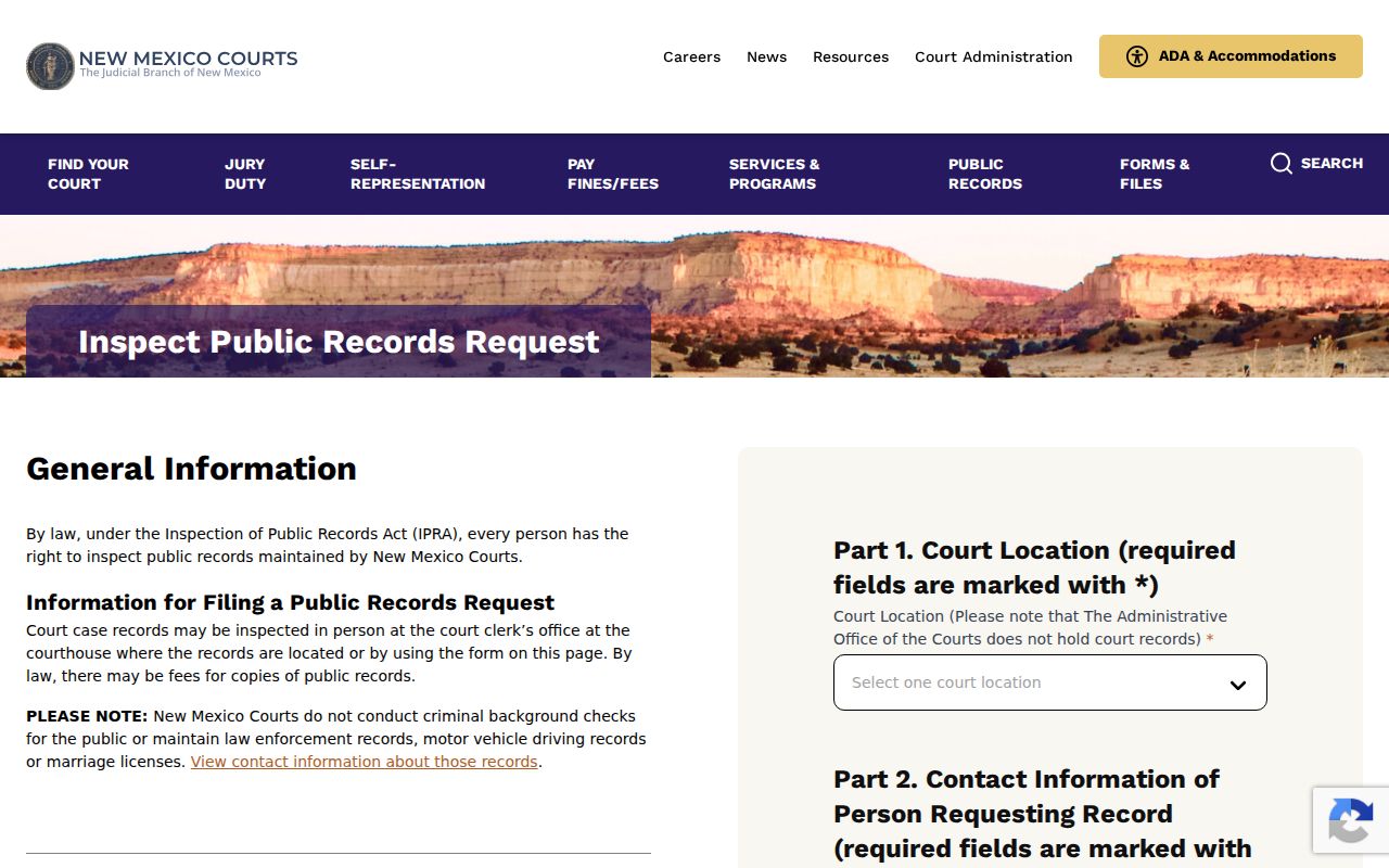 Curry County criminal case access through judiciary IPRA