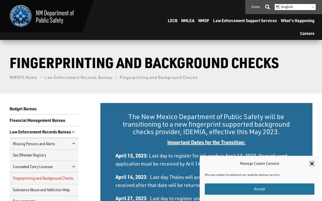 Curry County criminal history background check instructions from New Mexico DPS